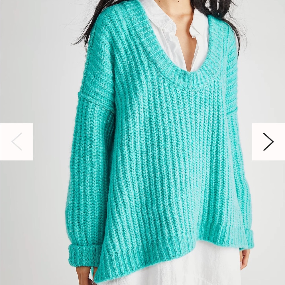 Free People Blue Bell V-Neck Sweater